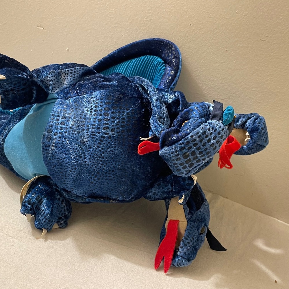 Folkmanis Puppet Blue Three Headed Dragon Plush Stuffed Animal‎ Toy